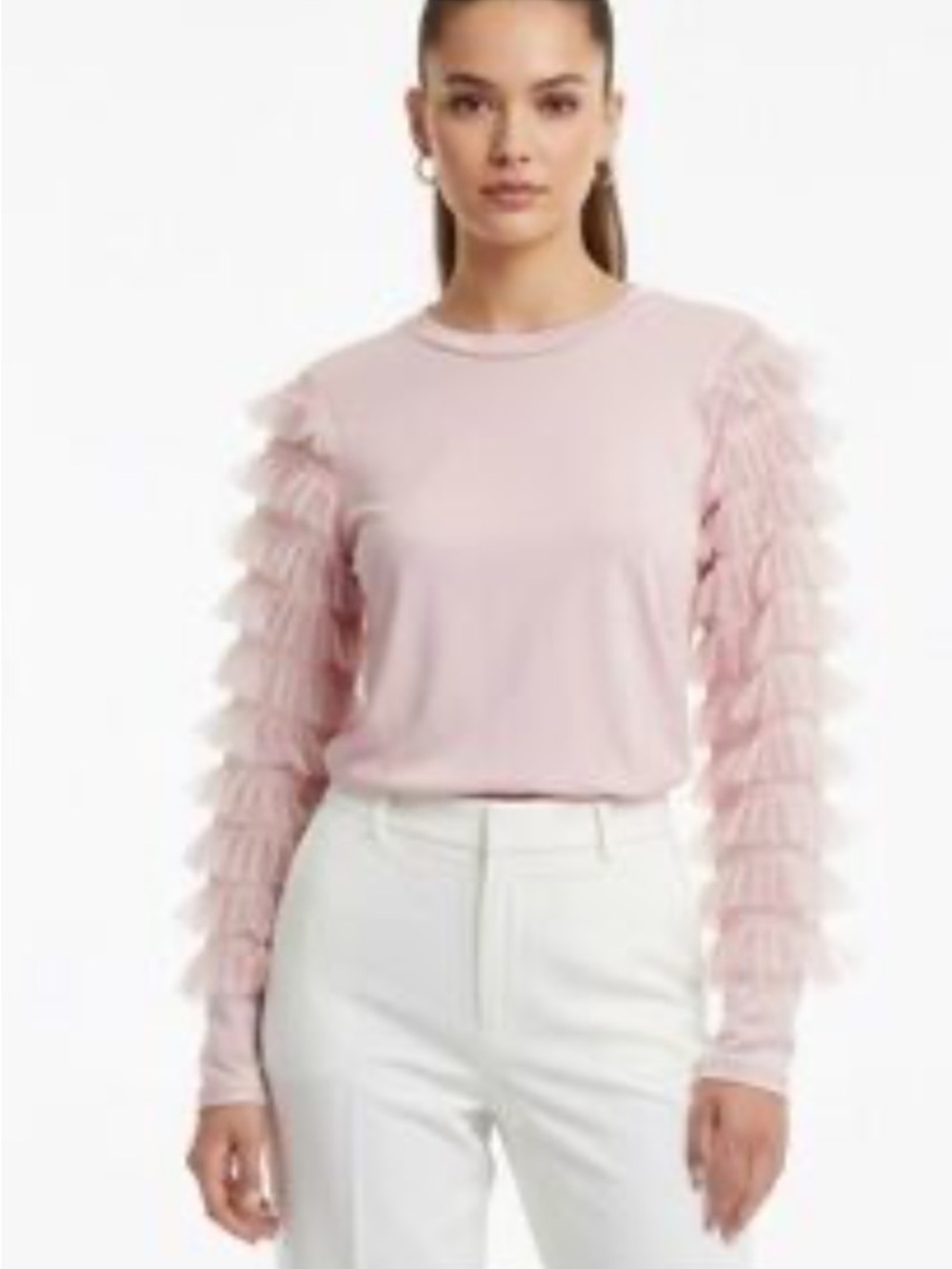 Chenault Ruffle‎ Sleeve Pink Long-Sleeve Top